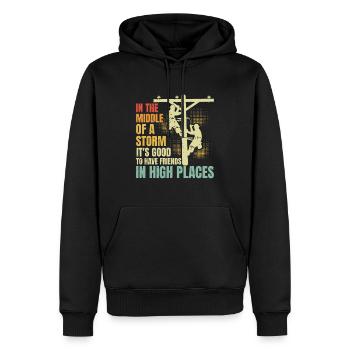 Électricien de lignes électriques - Sweat à capuche Premium bio Homme - noir - Devant - Nico (187cm)