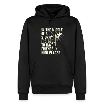 Électricien de lignes électriques - Sweat à capuche Premium bio Homme - noir - Devant - Nico (187cm)