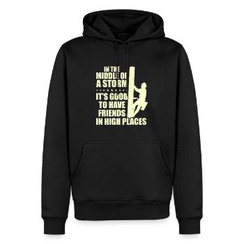 Power Lineman Stromleitung Elektriker - Männer Premium Bio Hoodie - Schwarz - Vorne - Nico (187cm)