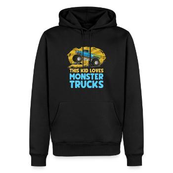 Ce gamin adore les monster trucks - Sweat à capuche Premium bio Homme - noir - Devant - Nico (187cm)