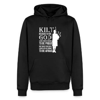 Kilt écossais disant jupe écossaise Écosse - Sweat à capuche Premium bio Homme - noir - Devant - Nico (187cm)
