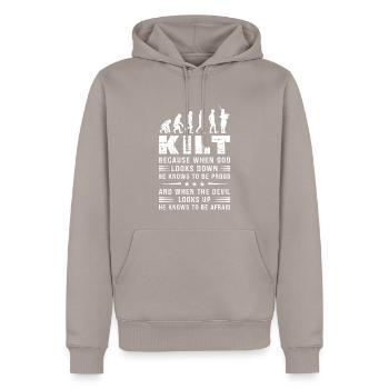 Kilt écossais disant jupe écossaise Écosse - Sweat à capuche Premium bio Homme - taupe - Devant - Nico (187cm)