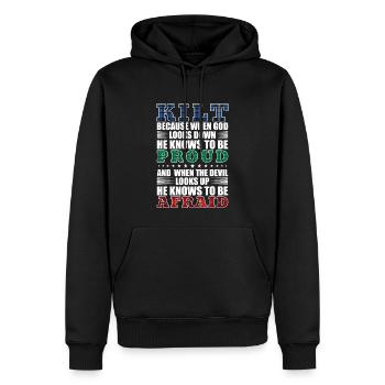 Kilt écossais disant jupe écossaise Écosse - Sweat à capuche Premium bio Homme - noir - Devant - Nico (187cm)