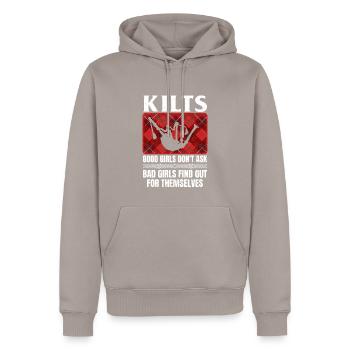 Kilt écossais disant jupe écossaise Écosse - Sweat à capuche Premium bio Homme - taupe - Devant - Nico (187cm)