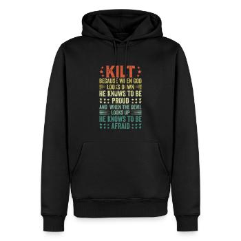 Kilt écossais disant jupe écossaise Écosse - Sweat à capuche Premium bio Homme - noir - Devant - Nico (187cm)
