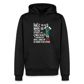 Kilt écossais disant jupe écossaise Écosse - Sweat à capuche Premium bio Homme - noir - Devant - Nico (187cm)