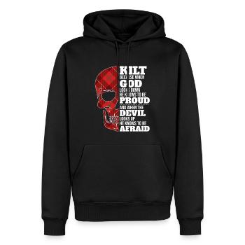 Kilt écossais disant jupe écossaise Écosse - Sweat à capuche Premium bio Homme - noir - Devant - Nico (187cm)
