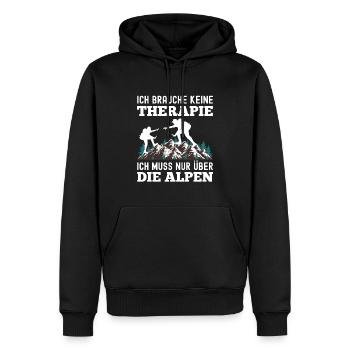 Brauche Keine Therapie Alpen Alpenüberquerung - Männer Premium Bio Hoodie - Schwarz - Vorne - Nico (187cm)