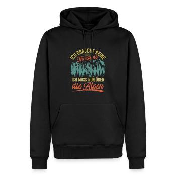 Brauche Keine Therapie Alpen Alpenüberquerung - Männer Premium Bio Hoodie - Schwarz - Vorne - Nico (187cm)
