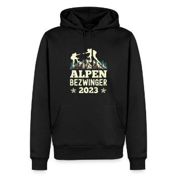 Alpenbezwinger 2023 Alpenüberquerung Finisher - Männer Premium Bio Hoodie - Schwarz - Vorne - Nico (187cm)