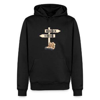 Alpenüberquerung München Venedig Fernwanderweg - Männer Premium Bio Hoodie - Schwarz - Vorne - Nico (187cm)