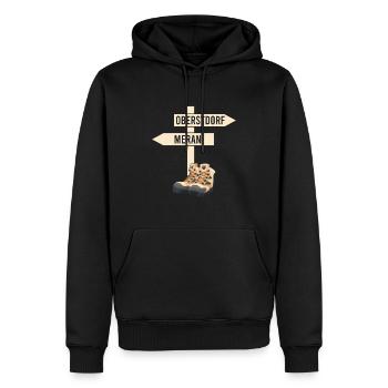 Traversée des Alpes Sentier de randonnée longue distance Oberstdorf Merano E5 - Sweat à capuche Premium bio Homme - noir - Devant - Nico (187cm)