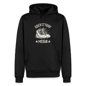 Traversée des Alpes Sentier de randonnée longue distance Oberstdorf Merano E5 - Sweat à capuche Premium bio Homme - noir - Devant - Nico (187cm)