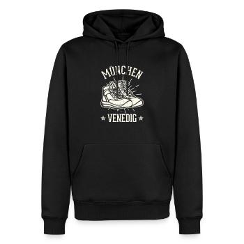 Alpenüberquerung München Venedig Fernwanderweg - Männer Premium Bio Hoodie - Schwarz - Vorne - Nico (187cm)