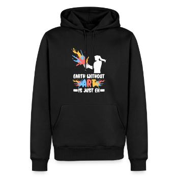 Professeur d’art Drôle de dicteur Cours d’art Cours d’art - Sweat à capuche Premium bio Homme - noir - Devant - Nico (187cm)