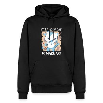 Professeur d’art Drôle de dicteur Cours d’art Cours d’art - Sweat à capuche Premium bio Homme - noir - Devant - Nico (187cm)