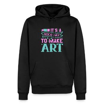 Professeur d’art Drôle de dicteur Cours d’art Cours d’art - Sweat à capuche Premium bio Homme - noir - Devant - Nico (187cm)