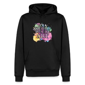 Professeur d’art Drôle de dicteur Cours d’art Cours d’art - Sweat à capuche Premium bio Homme - noir - Devant - Nico (187cm)