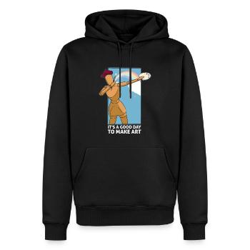 Professeur d’art Drôle de dicteur Cours d’art Cours d’art - Sweat à capuche Premium bio Homme - noir - Devant - Nico (187cm)