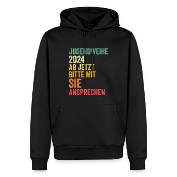 Jugendweihe 2024 Ab Jetzt Bitte Mit Sie Ansprechen - Männer Premium Bio Hoodie - Schwarz - Vorne - Nico (187cm)
