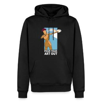 Professeur d’art Drôle de dicteur Cours d’art Cours d’art - Sweat à capuche Premium bio Homme - noir - Devant - Nico (187cm)