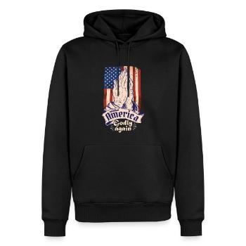 Rendre l’Amérique pieuse, aimer à nouveau la foi de Dieu - Sweat à capuche Premium bio Homme - noir - Devant - Nico (187cm)