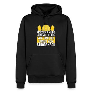 Morgens Müde Abends Blau Straßenbau - Männer Premium Bio Hoodie - Schwarz - Vorne - Nico (187cm)