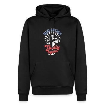 Rendre l’Amérique pieuse, aimer à nouveau la foi de Dieu - Sweat à capuche Premium bio Homme - noir - Devant - Nico (187cm)