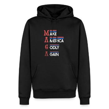 Rendre l’Amérique pieuse, aimer à nouveau la foi de Dieu - Sweat à capuche Premium bio Homme - noir - Devant - Nico (187cm)