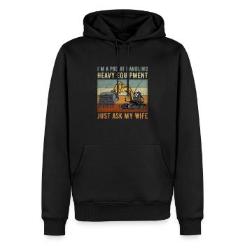 Excavatrice rétro Dire conducteur d’excavatrice Chantier - Sweat à capuche Premium bio Homme - noir - Devant - Nico (187cm)