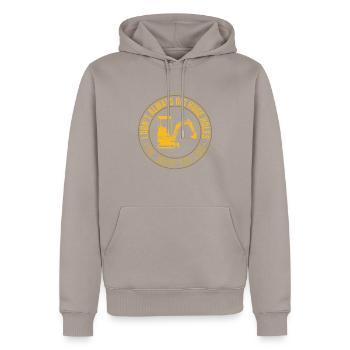 Retro Excavator Slogan Excavator Driver Construction Site - Men’s Premium Organic Hoodie - taupe - Front - Nico (187cm)