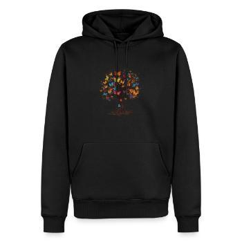 Schmetterlingsbaum Bunte Schmetterlinge Fliegen - Männer Premium Bio Hoodie - Schwarz - Vorne - Nico (187cm)