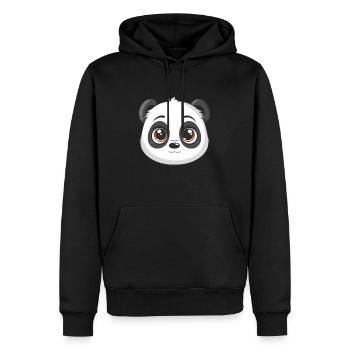Panda-Kopf, Kawaii-Tier - Männer Premium Bio Hoodie - Schwarz - Vorne - Nico (187cm)