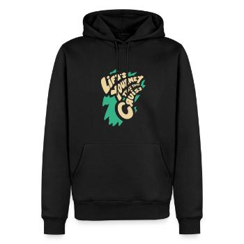 Voyager et être en vie - Sweat à capuche Premium bio Homme - noir - Devant - Nico (187cm)