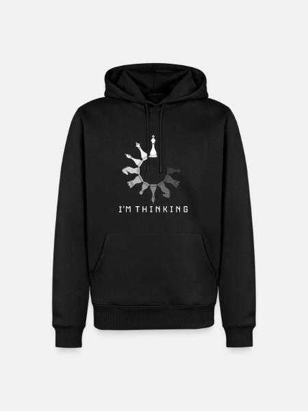 JE PENSE JOUEUR D’ÉCHECS HORLOGE D’ÉCHECS JEU D’ÉCHECS - Sweat à capuche Premium bio Homme - noir