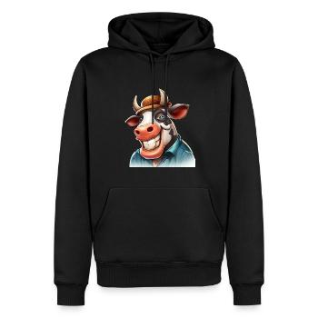Kuh Bauernhof - Männer Premium Bio Hoodie - Schwarz - Vorne - Nico (187cm)