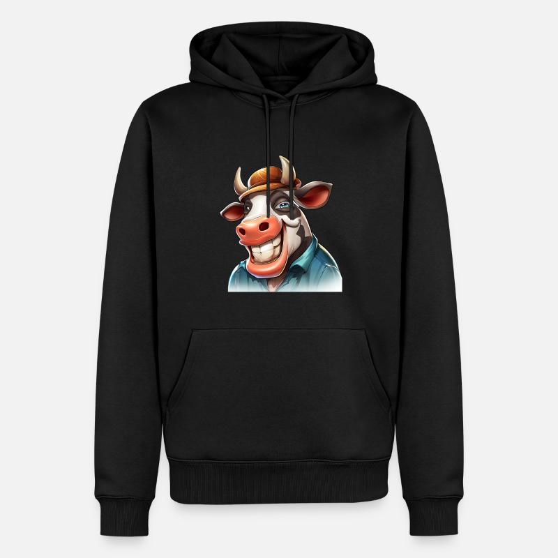 Kuh Bauernhof - Männer Premium Bio Hoodie - Schwarz