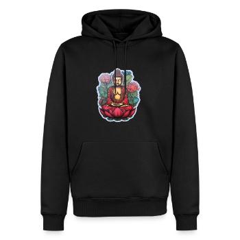 Buddha Zen Lotusblüte Meditation - Männer Premium Bio Hoodie - Schwarz - Vorne - Nico (187cm)