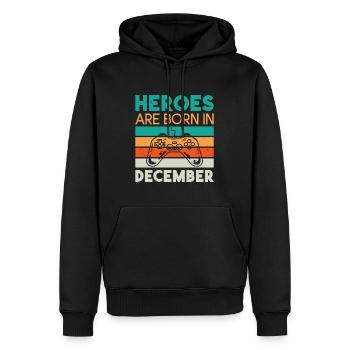 Heroes are born in December - Gamer Design - Men’s Premium Organic Hoodie - black - Front - Nico (187cm)