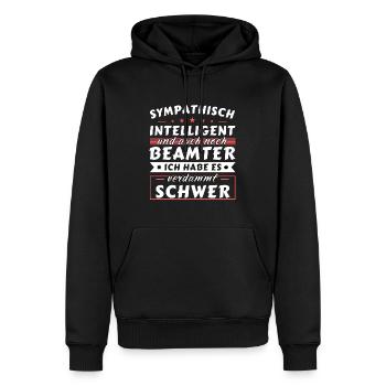 Sympathisch und intelligent - Beamter Edition - Männer Premium Bio Hoodie - Schwarz - Vorne - Nico (187cm)