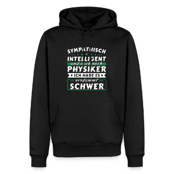 Sympathisch und intelligent - Physiker Edition - Männer Premium Bio Hoodie - Schwarz - Vorne - Nico (187cm)
