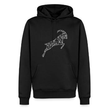 Signe géométrique du zodiaque Capricorne - Sweat à capuche Premium bio Homme - noir - Devant - Nico (187cm)
