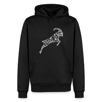 Signe géométrique du zodiaque Capricorne - Sweat à capuche Premium bio Homme - noir - Devant - Nico (187cm)