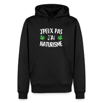 J'peux pas j'ai naturisme - Sweat à capuche Premium bio Homme - noir - Devant - Nico (187cm)