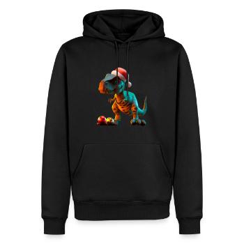 Xmas Trex Dino Weihnachten T-Rex - Männer Premium Bio Hoodie - Schwarz - Vorne - Nico (187cm)