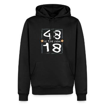 48 is the new 18 Kinderschrift - Männer Premium Bio Hoodie - Schwarz - Vorne - Nico (187cm)