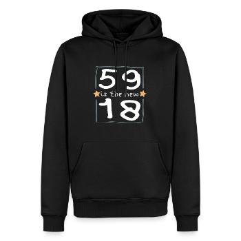 59 is the new 18 Kinderschrift - Männer Premium Bio Hoodie - Schwarz - Vorne - Nico (187cm)