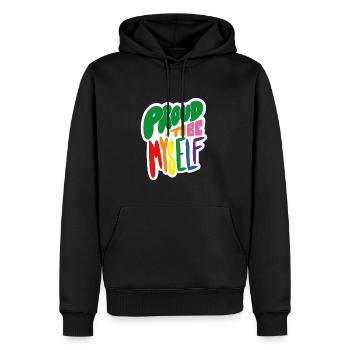 Proud to be myself - weiss - Männer Premium Bio Hoodie - Schwarz - Vorne - Nico (187cm)