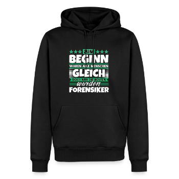 Zum Beginn gleich die besten wurden Forensiker - Männer Premium Bio Hoodie - Schwarz - Vorne - Nico (187cm)