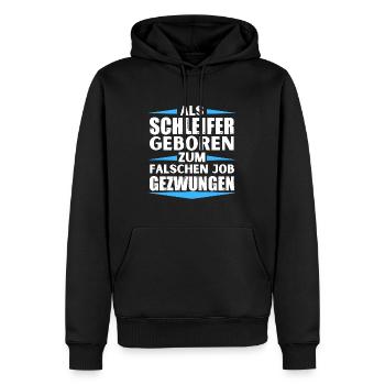 Grinder landed in the wrong job - Men’s Premium Organic Hoodie - black - Front - Nico (187cm)